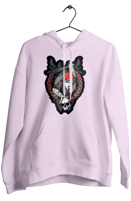 Women's hoodie with prints Skeleton with a bat. Bit, bones, cap, gang, nails, scull, skeleton, tattoo, teeth. 2070702