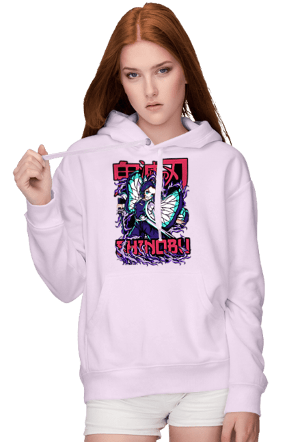 Women's hoodie with prints Demon Slayer Shinobu. Anime, demon slayer, kimetsu no yaiba, manga, serial, shinobu. 2070702