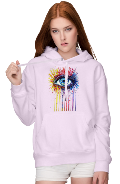 Women`s hoodie with prints Colorful Flowing Eye. Eye, paints. 2070702