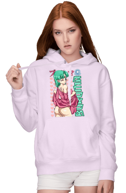 Women's hoodie with prints Dragon Ball Bulma. Anime, bulma, dragon ball, goku, manga, tv series, vegeta. 2070702