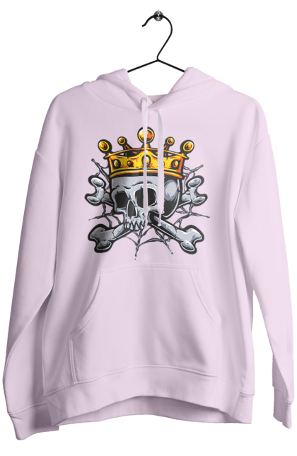 Women's hoodie with prints Skull with crown. Bones, crown, king, scull, teeth, web. 2070702