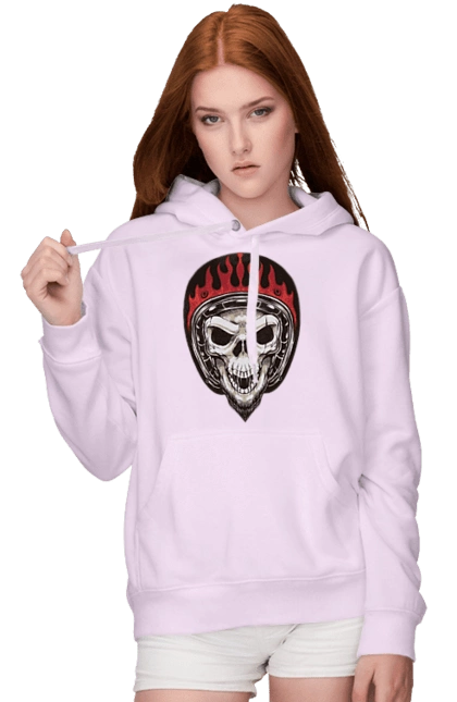 Skull in a motorcycle helmet