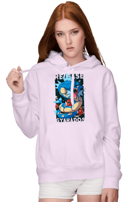 Women's hoodie with prints Pokemon Gyarados. Anime, games, gyarados, nintendo, pokemon, pokemon go. 2070702