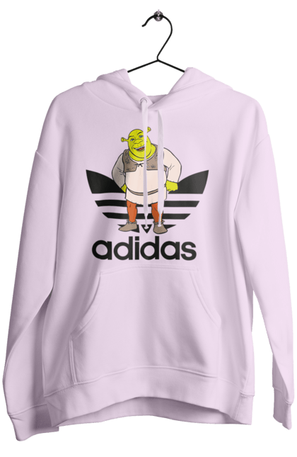 Женское худи с принтом Adidas Шрек. Adidas, shrek, адидас, мульт, мультфільм, огр, шрек. 2070702