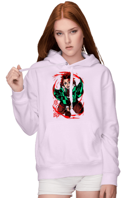 Women's hoodie with prints Demon Slayer Tanjiro. Anime, demon slayer, kamado tanjiro, manga, tanjiro. 2070702