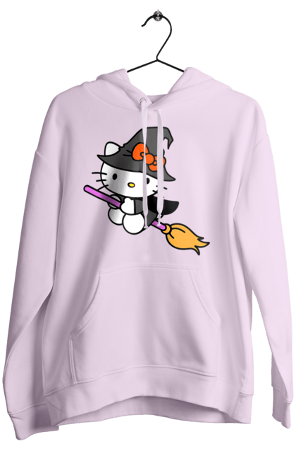 Women's hoodie with prints Hello Kitty Halloween. Brand, cat, character, halloween, hello kitty, kitten, kitty, witch. 2070702