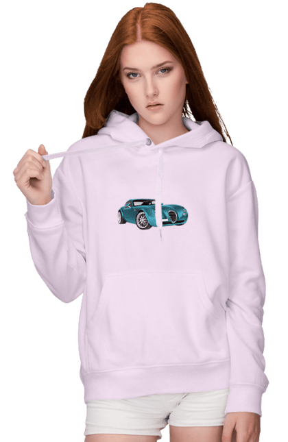 Women`s hoodie with prints Auto.7. Auto, blue, graphics, photo, retro car. 2070702