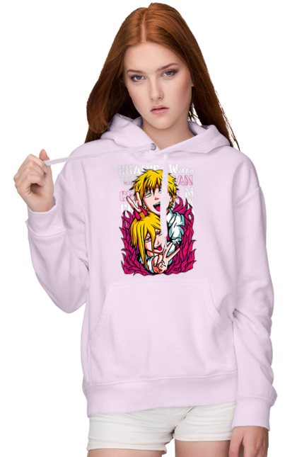 Women's hoodie with prints Chainsaw Man Power and Denji. Anime, chainsaw man, demon, denji, manga, power, shonen. 2070702