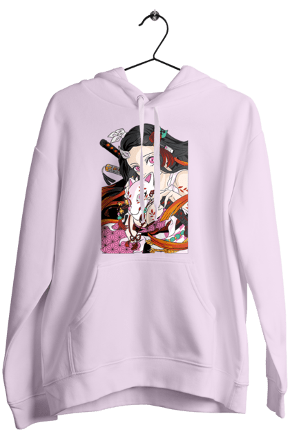 Women`s hoodie with prints Demon Slayer Nezuko. Anime, demon slayer, kimetsu no yaiba, manga, nezuko, serial. 2070702