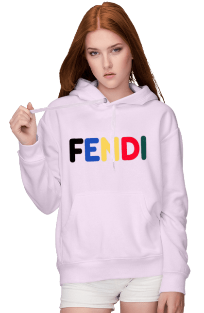 Женское худи с принтом Fendi. Fendi, lvmh, бренд, дом моды, италия, люкс, мода, одежда, сумка, фенди. 2070702