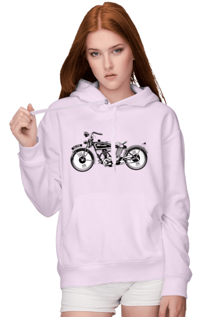 Жіноче худі з принтом "Мотоцикл Ретро". Мото, мотоцикл, ретро. 2070702