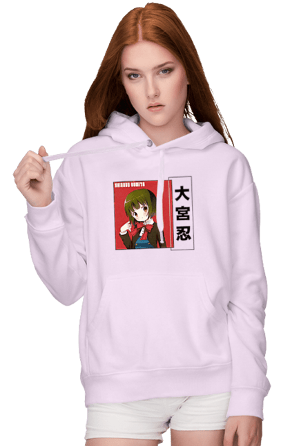 Women's hoodie with prints Kiniro Mosaic Shinobu Omiya. Anime, gold mosaic, kiniro mosaic, kinmoza, manga, shinobu, shinobu omiya. 2070702