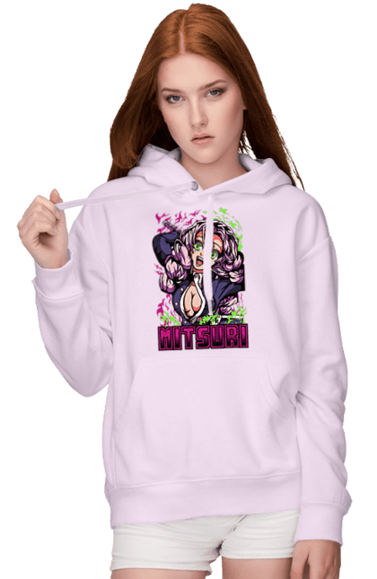 Women's hoodie with prints Demon Slayer Mitsuri. Anime, demon slayer, giyu tomioka, manga, mitsuri, mitsuri kanroji, serial. 2070702