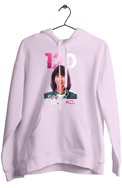 Женское худи с принтом Игра в кальмара Чо Хён Джу. 120, cho hyun-ju, netflix, squid game, игра в кальмара, игрок 120, нетфликс, сериал, чо хён джу. 2070702