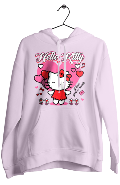 Женское худи с принтом Хелло Китти. Hello kitty, бренд, кот, котенок, персонаж, хелло китти. 2070702