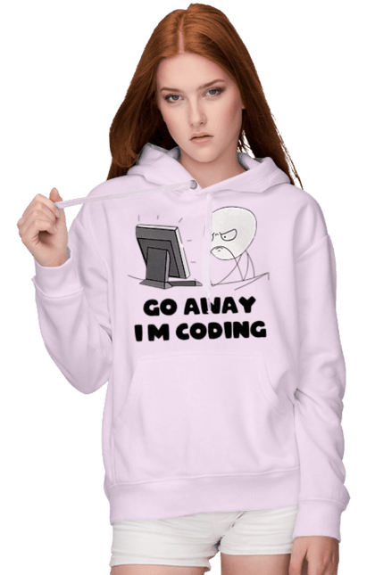 Жіноче худі з принтом "Іди Я кодую". Айті, айтішник, для айтішника, для програміста, йди я кодую, майстер коду, подарунок айтішнику, подарунок програмісту, програміст, розробник. 2070702