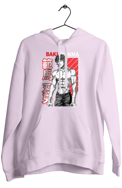 Women's hoodie with prints Hanma Baki. Anime, baki fighter, hanma baki, manga, martial arts, tv series. 2070702