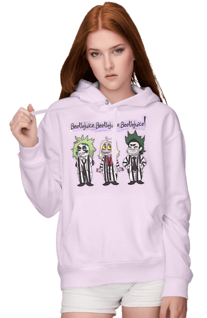 Women's hoodie with prints Beetlejuice. Beetlejuice, comedy, ghost, horror, movie, tim burton, warner bros. 2070702