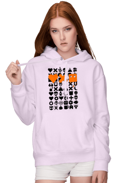 Women`s hoodie with prints Robotization. Code, life of robots, love cars, love robots, machine code, robot, robotic love, work and love, work in life. 2070702