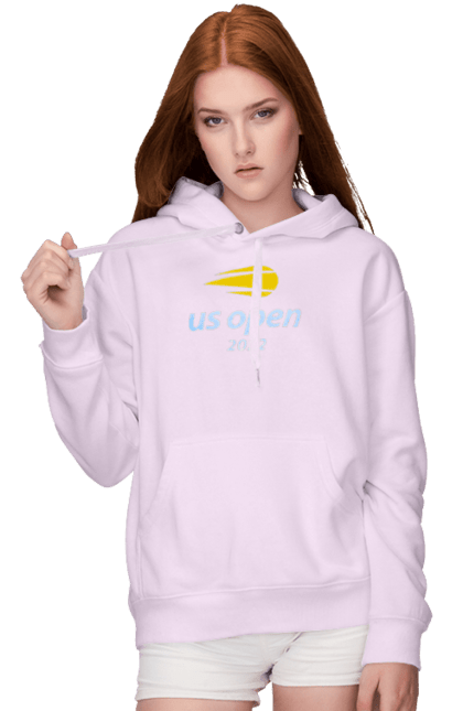 Women`s hoodie with prints US Open 2022 tennis tournament. American championship, ball, hard, new york, open championship, players, prize fund, racket, sponsor, tennis. 2070702