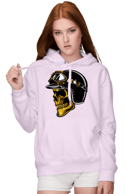 Жіноче худі з принтом "Череп в мотошоломі". Крутий, очі, череп, шолом. 2070702