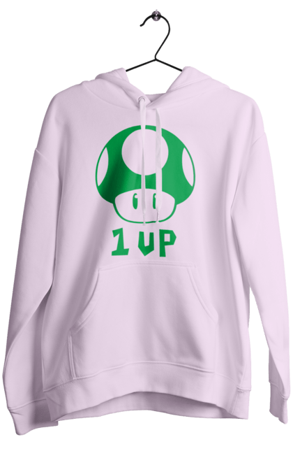 Women's hoodie with prints 1UP Mario. Character, game, mario, mario bros, nintendo. 2070702