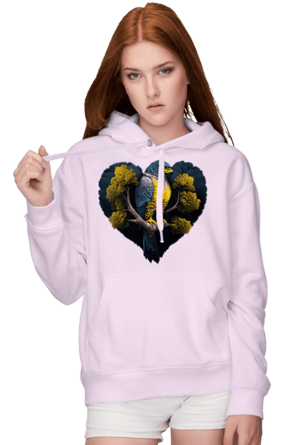 Жіноче худі з принтом "Синьо жовтий сокіл". Дерево, прапор україни, серце, символ україни, сокіл, україна. 2070702