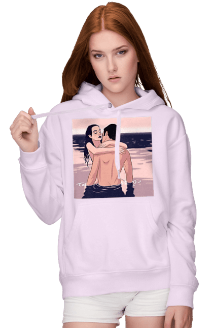 Women`s hoodie with prints Couple Hugging In The River. Couple, love, naked. 2070702