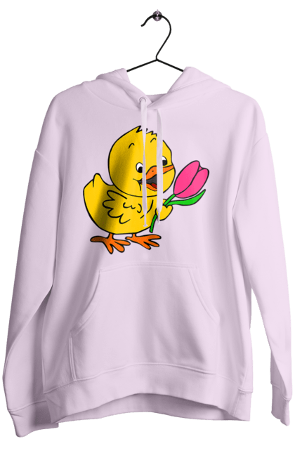 Women`s hoodie with prints Chicken With A Tulip. Chick, tulip. 2070702