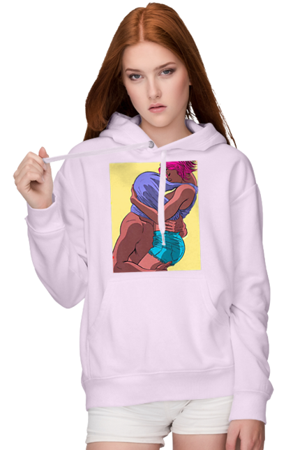 Women`s hoodie with prints Man Under The T-Shirt In Girls. Boobs, passion. 2070702