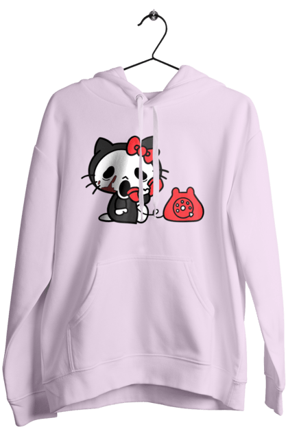 Женское худи с принтом Хелло Китти Хэллоуин. Halloween, hello kitty, бренд, кот, котенок, персонаж, хелло китти, хэллоуин. 2070702