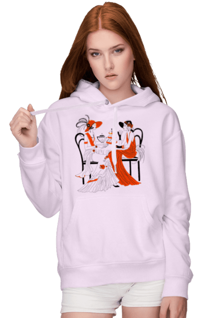 Жіноче худі з принтом "Дами В Червоному". Дами, посиденьки, чаювання. 2070702