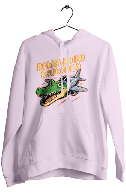 Жіноче худі з принтом "Bombardino Crocodilo". Bombardino, bombardino crocodilo, crocodilo, бомбардиро крокодило, бомбардіно крокоділо, крокодил, крокодил літак, крокодил мем, мем бомбардине крокодило, меми. 2070702
