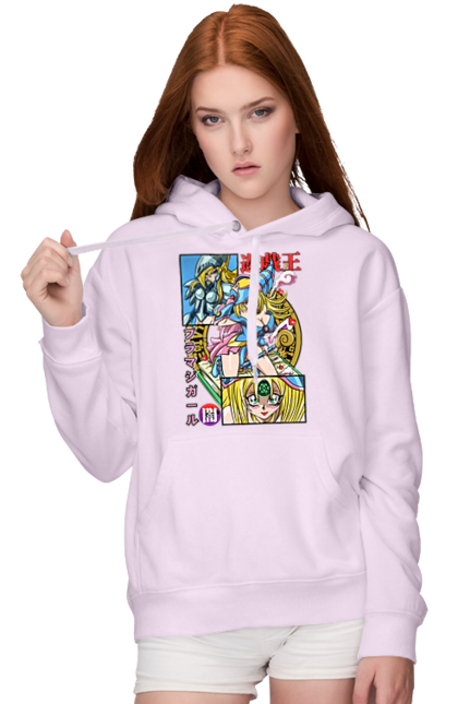 Women's hoodie with prints Yu Gi Oh! Dark Magician Girl. Anime, black magician, dark magician, dark magician girl, manga, yu gi oh, yugio. 2070702