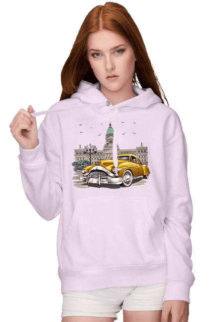 Women`s hoodie with prints Car and modern architecture. Architecture, car, modern. 2070702