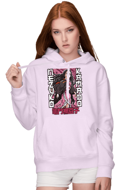 Women's hoodie with prints Demon Slayer Nezuko. Anime, demon slayer, kimetsu no yaiba, manga, nezuko, serial. 2070702