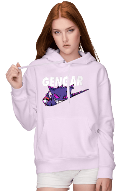 Women's hoodie with prints Pokemon Gengar. Anime, fushigibana, games, gengar, nintendo, pokemon, pokemon go. 2070702