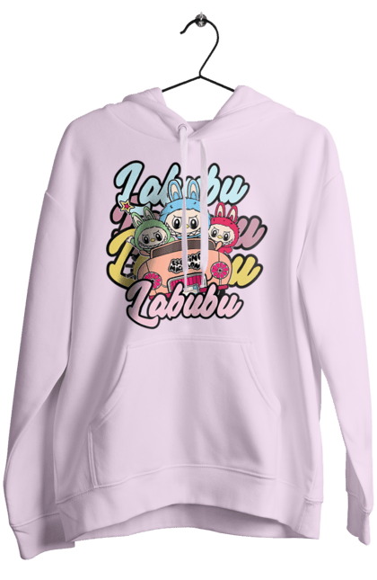 Жіноче худі з принтом "Лабубу". Іграшка лабубу, лабубу, лабубу кока кола, мерч лабубу, мила, рожева лабубу, смішна лабубу. 2070702