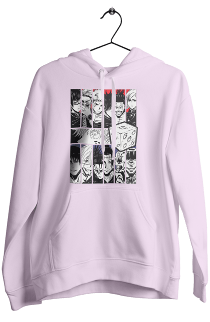 Women's hoodie with prints Jujutsu Kaisen. Anime, dark fantasy, gojo, jujutsu kaisen, magic battle, manga, mystic. 2070702