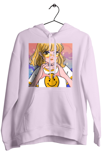 Жіноче худі з принтом "Жовта Дівчинка". Аніме, дівчинка, смайл. 2070702