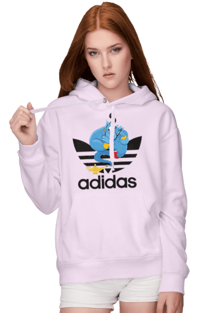 Жіноче худі з принтом "Adidas Джин". Adidas, aladdin, genie, адідас, аладдін, джин, джині, мультфільм, персонаж. 2070702