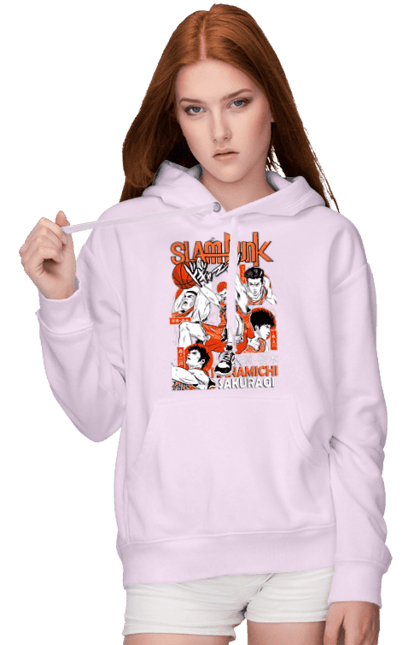 Women's hoodie with prints Slam Dunk Hanamichi Sakuragi. Anime, basketball, comedy, hanamichi sakuragi, manga, school, shonen, slam dunk, sports anime. 2070702