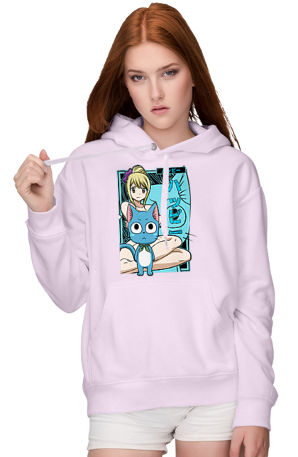 Жіноче худі з принтом "Хвіст Феї Люсі Хартфілія". Fairy tail, happy, lucy heartfilia, аніме, люсі, люсі хартфілія, манга, хвіст феї, хеппі. 2070702