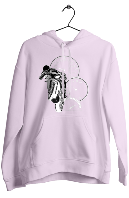 Жіноче худі з принтом "Мотоцикл І Швидкість Білий". Мото, мотоцикл, швидкість. 2070702