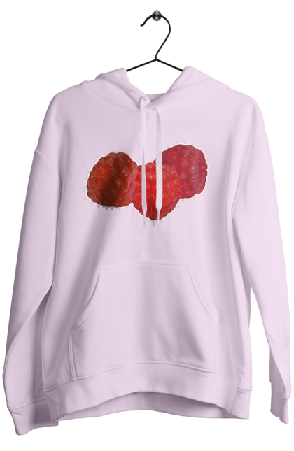 Жіноче худі з принтом "Малина". Веган, вегетаріанець, делікатес, дієта, їжа, літо, малина, плід, смачно, стигла, червона, ягода. 2070702