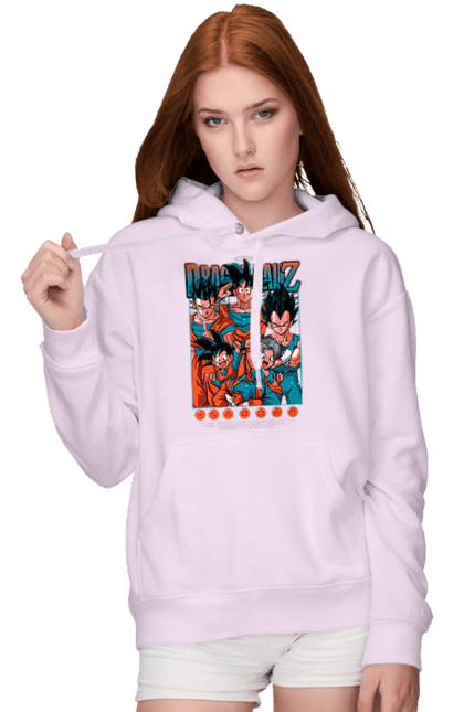 Женское худи с принтом Жемчуг дракона. Anime, dragon ball, goku, manga, vegeta, аниме, вегета, гоку, жемчуг дракона, манга. 2070702