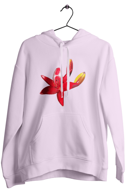 Жіноче худі з принтом "Червона лілія". Бутон, квітка, колір, лілія, природа, сонячний, червона квітка, червона лілія, червоний, яскравий. 2070702