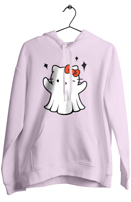 Women's hoodie with prints Hello Kitty Halloween. Brand, cat, character, ghost, halloween, hello kitty, kitten, kitty. 2070702