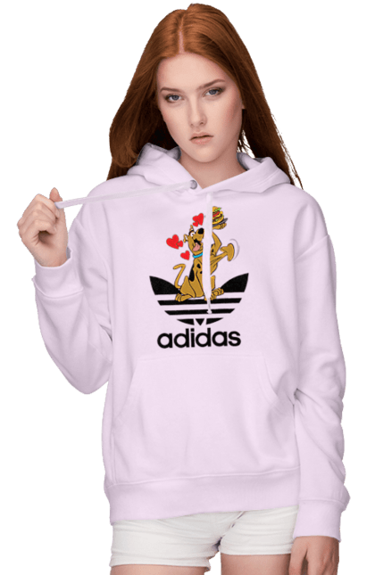 Женское худи с принтом Adidas Скуби Ду. Adidas, scooby-doo, адидас, мультсериал, сериал, скуби-ду, собака. 2070702