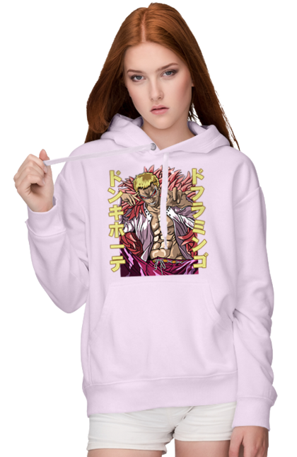 Women's hoodie with prints One Piece Donquixote Doflamingo. Anime, donquixote doflamingo, heavenly yaksha, manga, one piece, straw hat pirates. 2070702